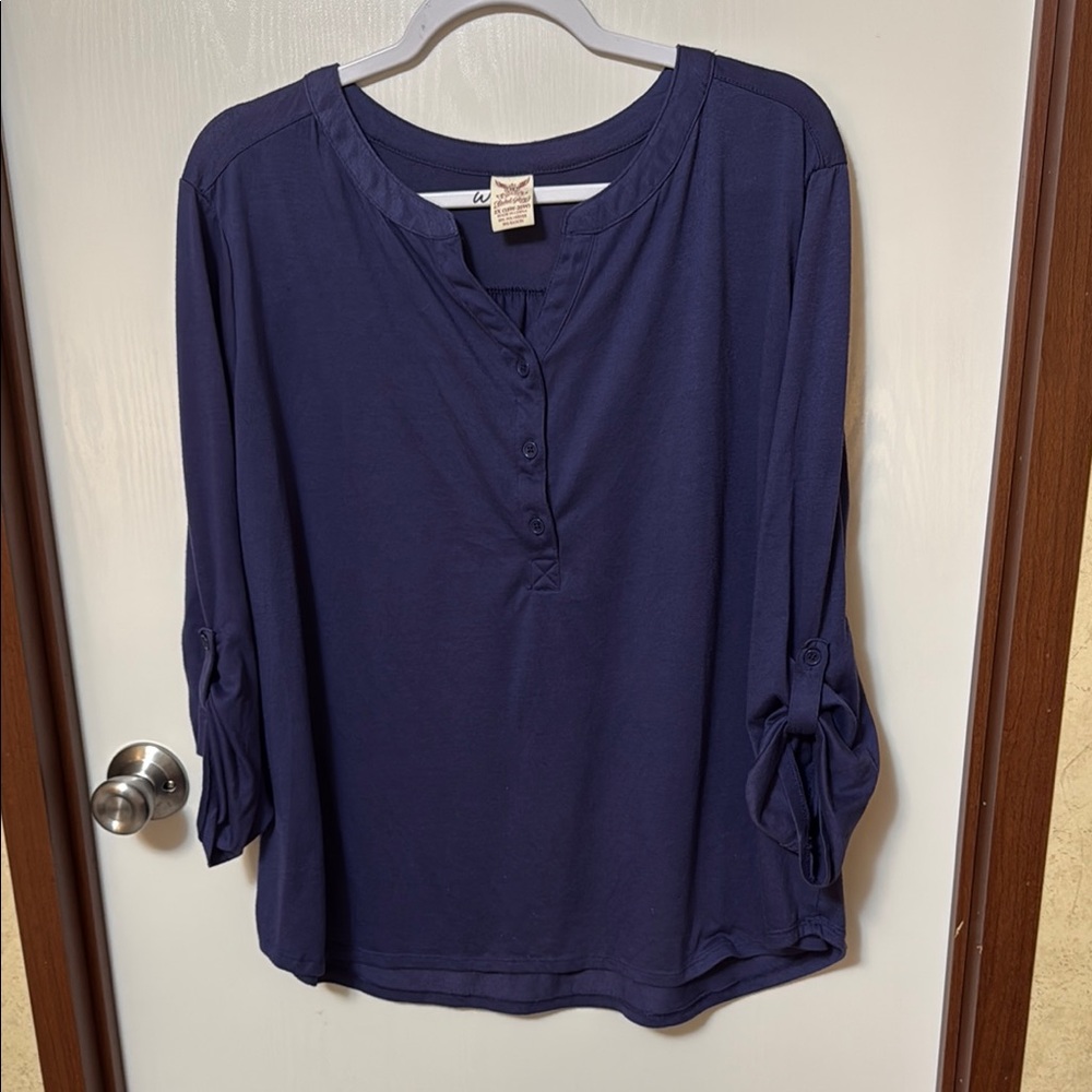 Faded Glory Women's Navy Blue Top Size 2X (18W-20W)